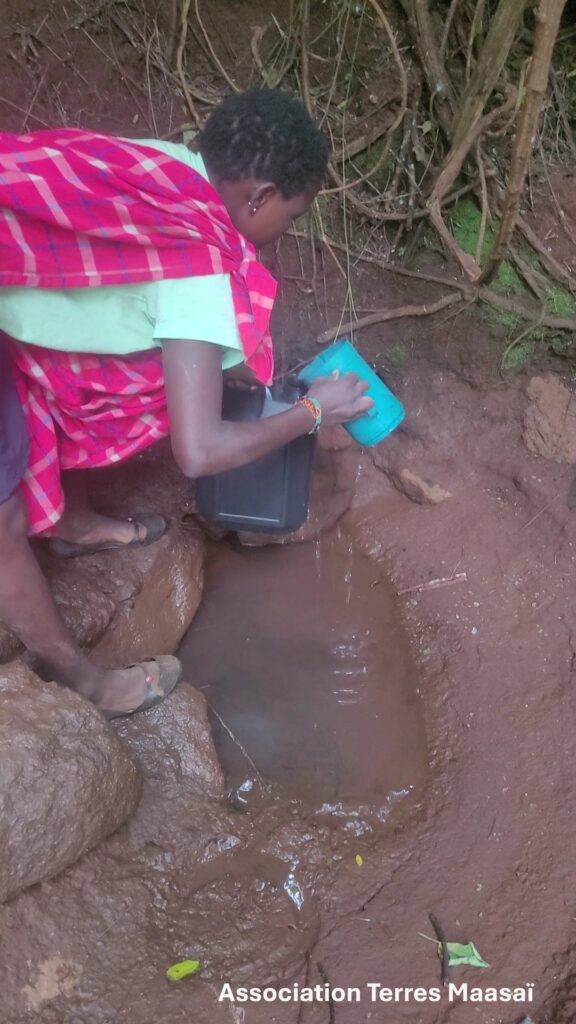 femme maasai prenant de l'eau